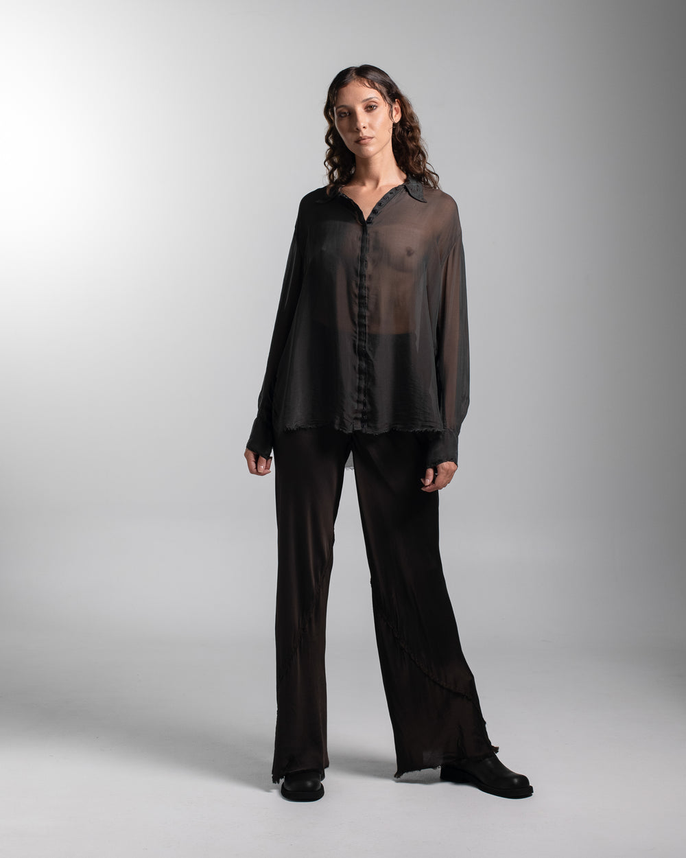 Capri Chiffon Shirt Chocolate