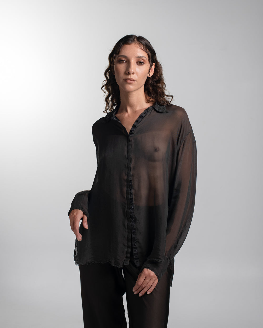 Capri Chiffon Shirt Chocolate