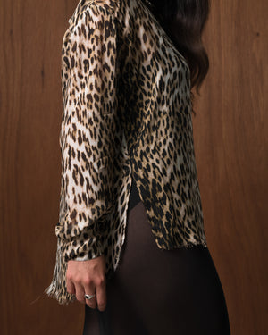Capri Shirt Silk Chiffon Leopard