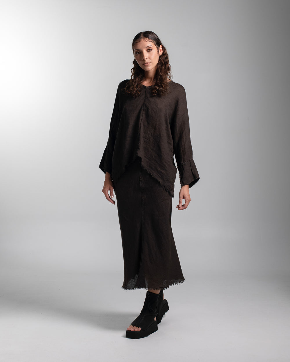 Layla Blouse Linen Chocolate O/S