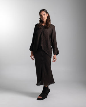 Layla Blouse Linen Chocolate O/S