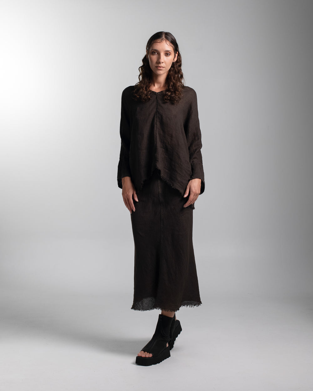 Layla Blouse Linen Chocolate O/S