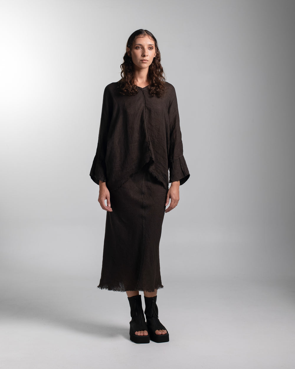 Layla Blouse Linen Chocolate O/S