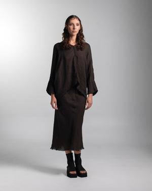 Layla Blouse Linen Chocolate O/S