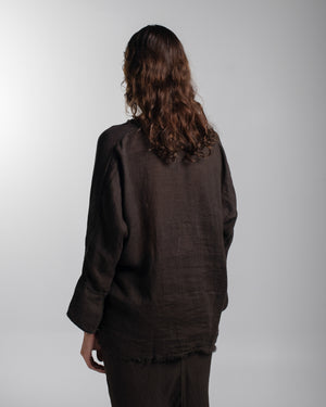 Layla Blouse Linen Chocolate O/S