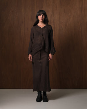 Layla Blouse Linen Chocolate