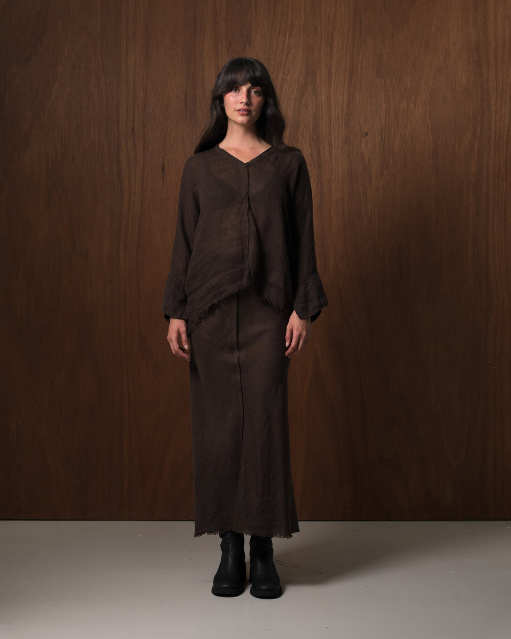 Virginia Skirt Linen Chocolate