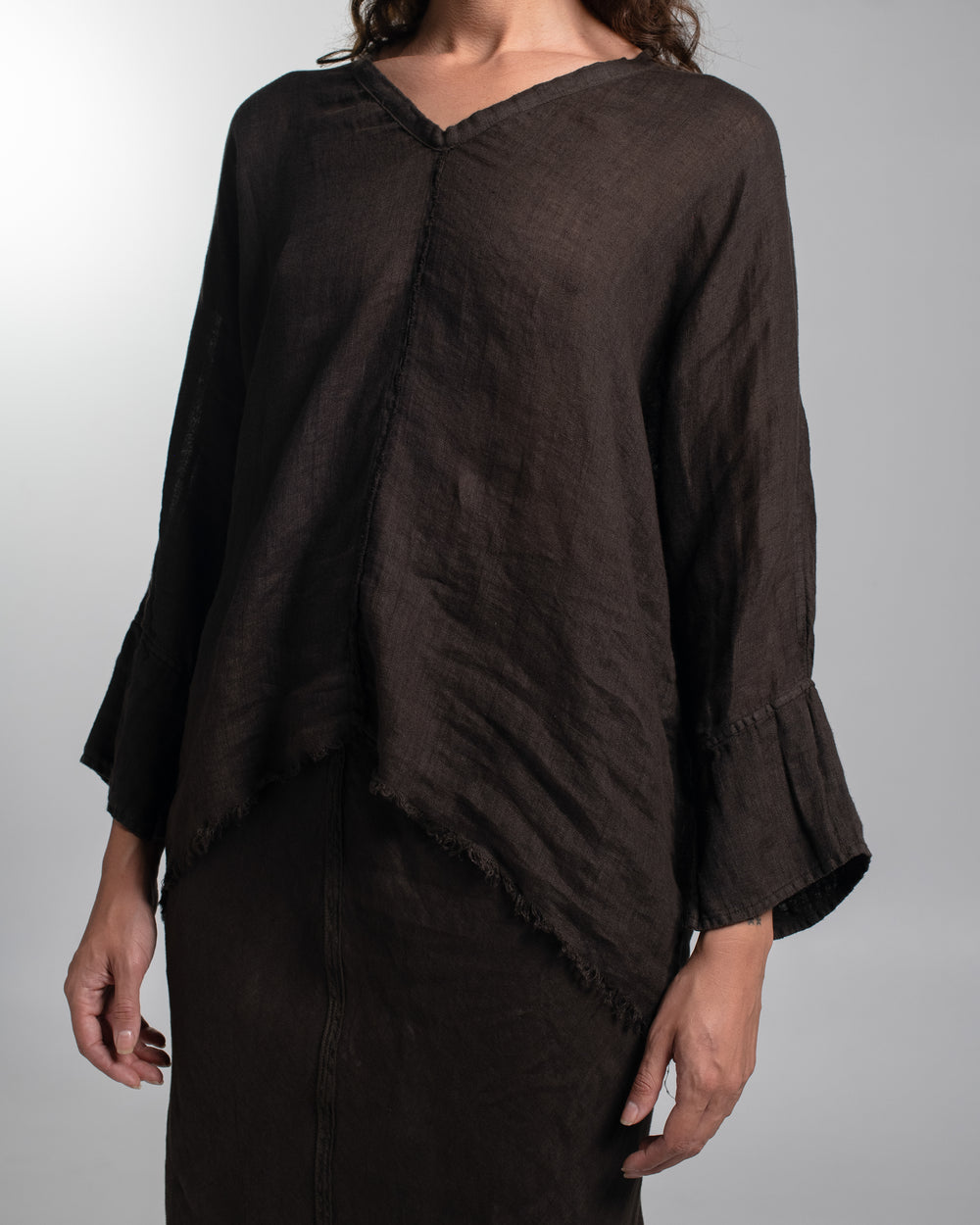 Layla Blouse Linen Chocolate O/S