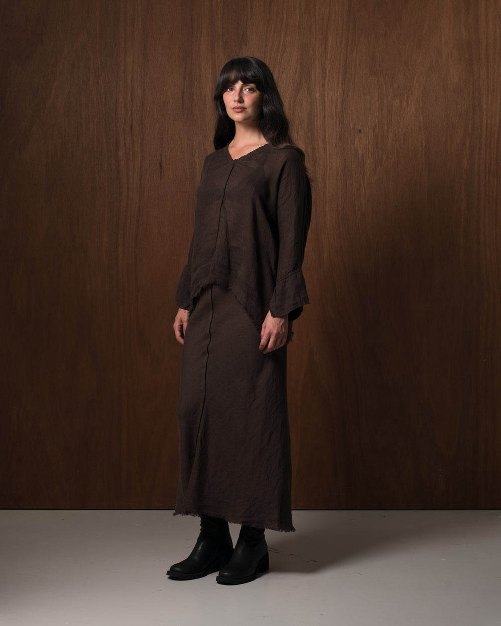 Virginia Skirt Linen Chocolate