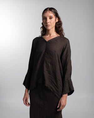 Layla Blouse Linen Chocolate O/S