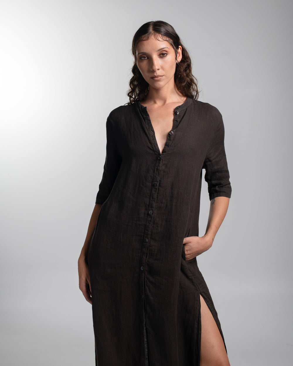 Marakesh Dress Linen Chocolate