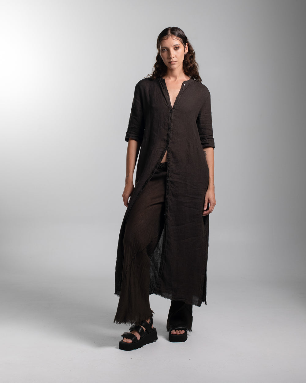 Marakesh Dress Linen Chocolate