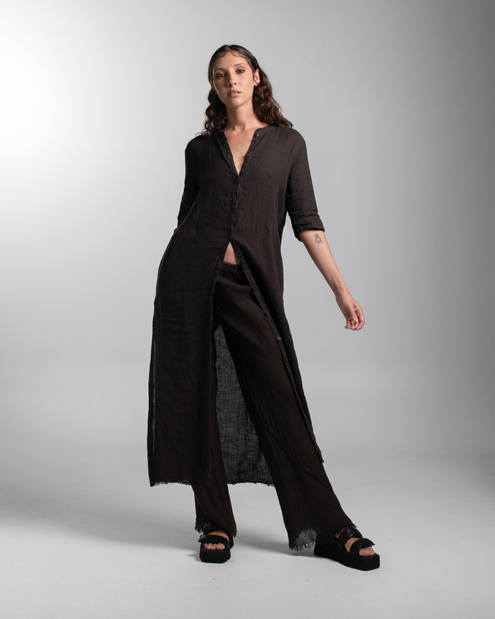 Marakesh Dress Linen Chocolate
