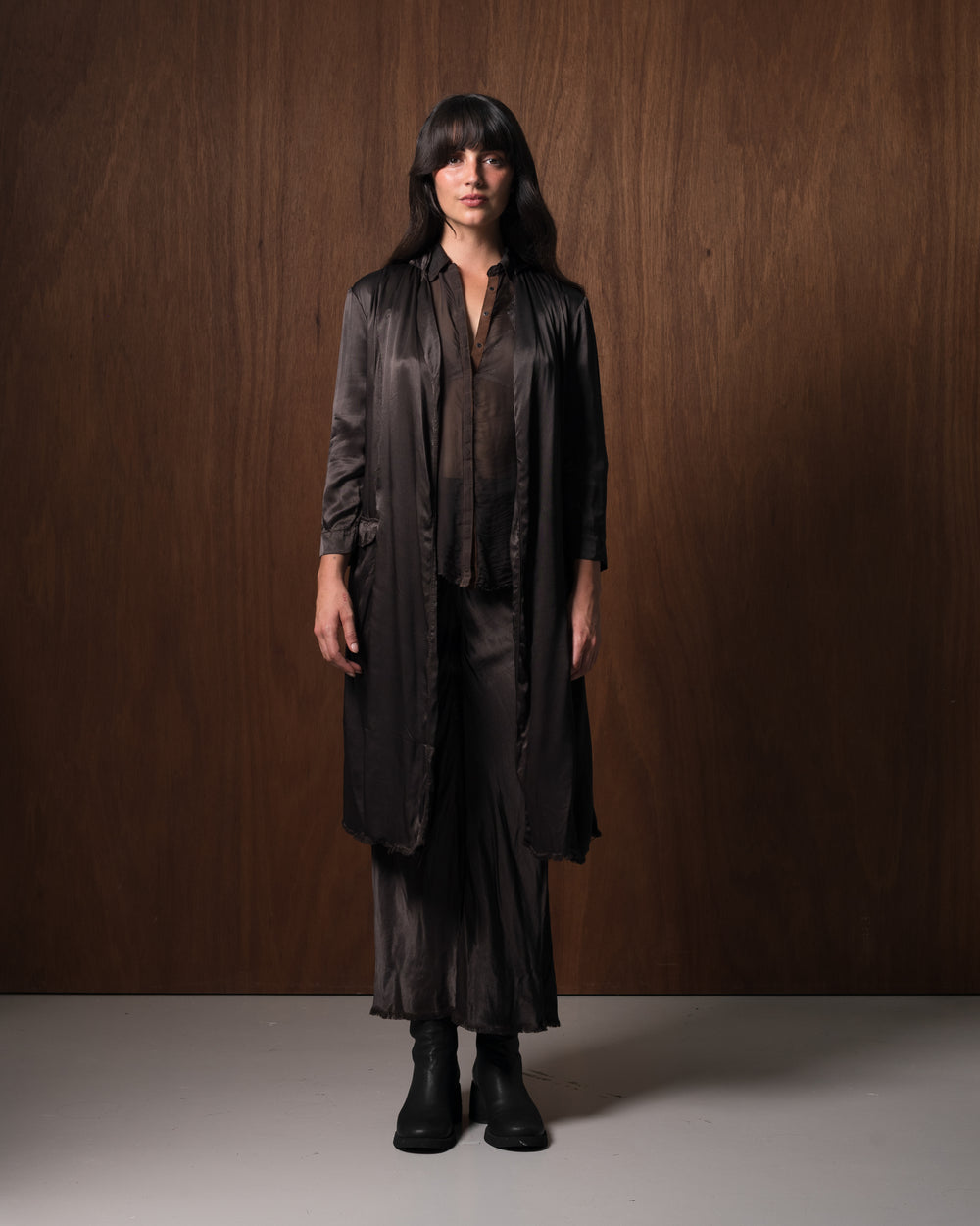 Rosie Coat Cocktail Length Rayon Chocolate