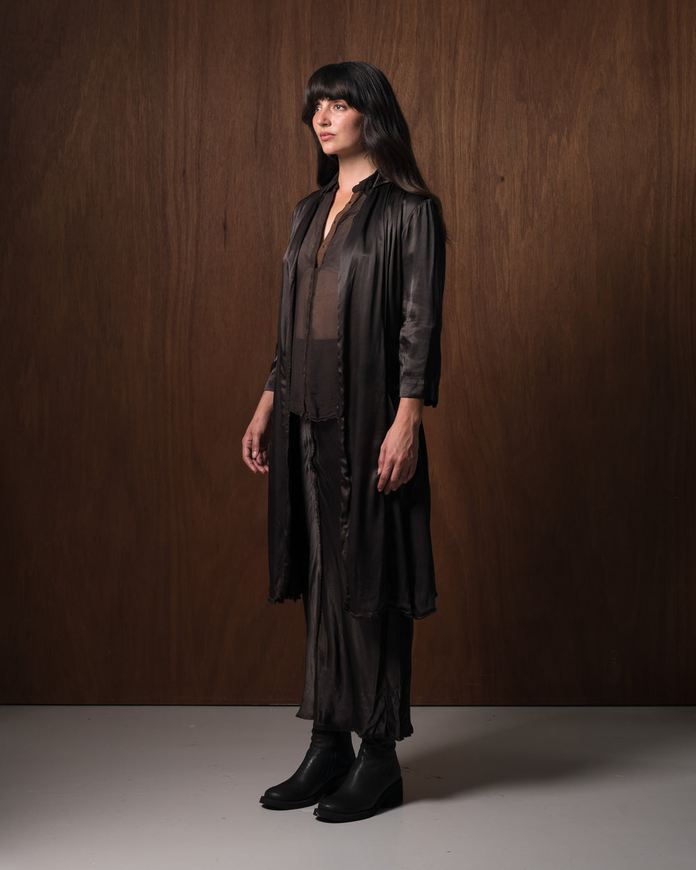 Rosie Coat Cocktail Length Rayon Chocolate