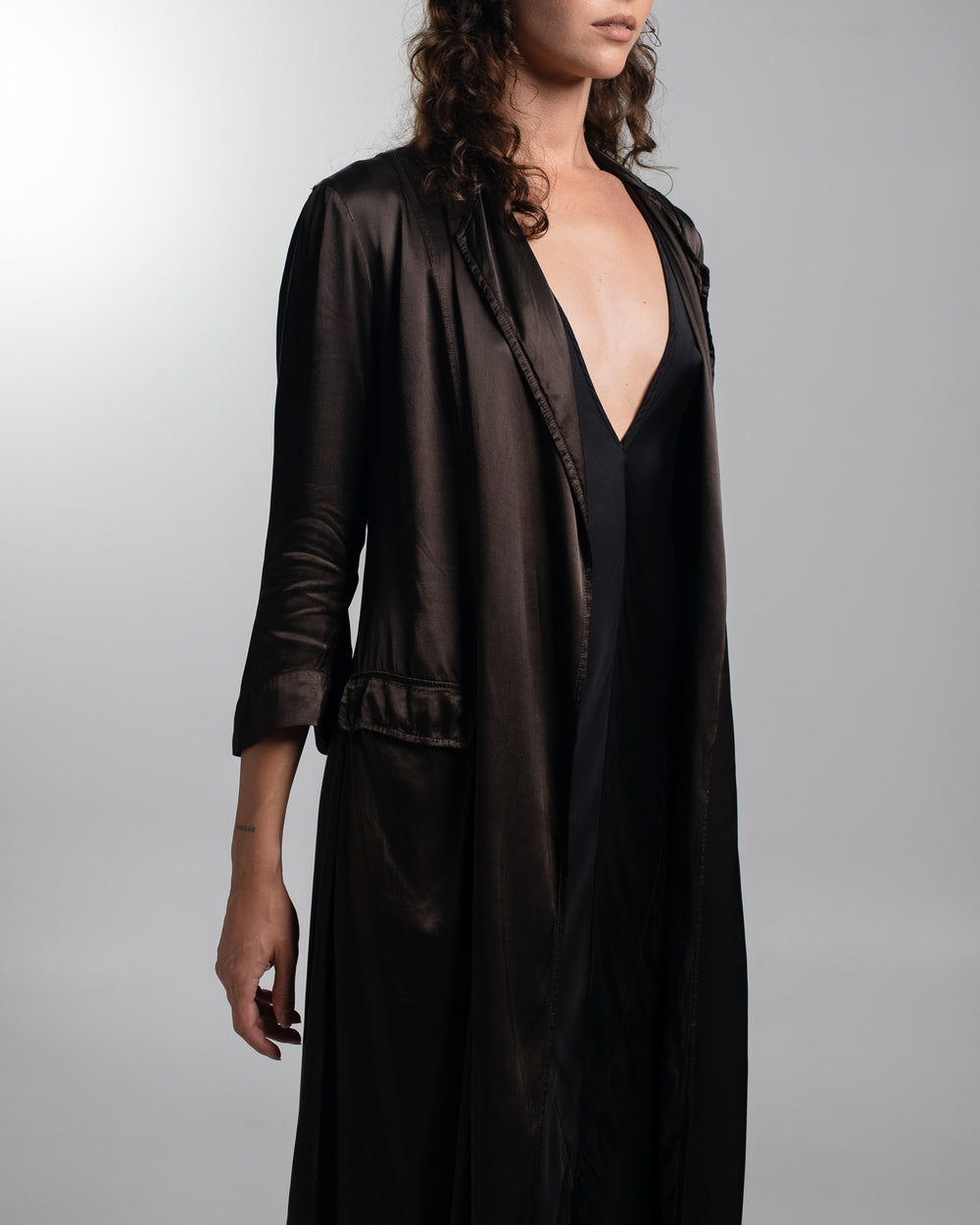 Rosie Coat Cocktail Length Rayon Chocolate
