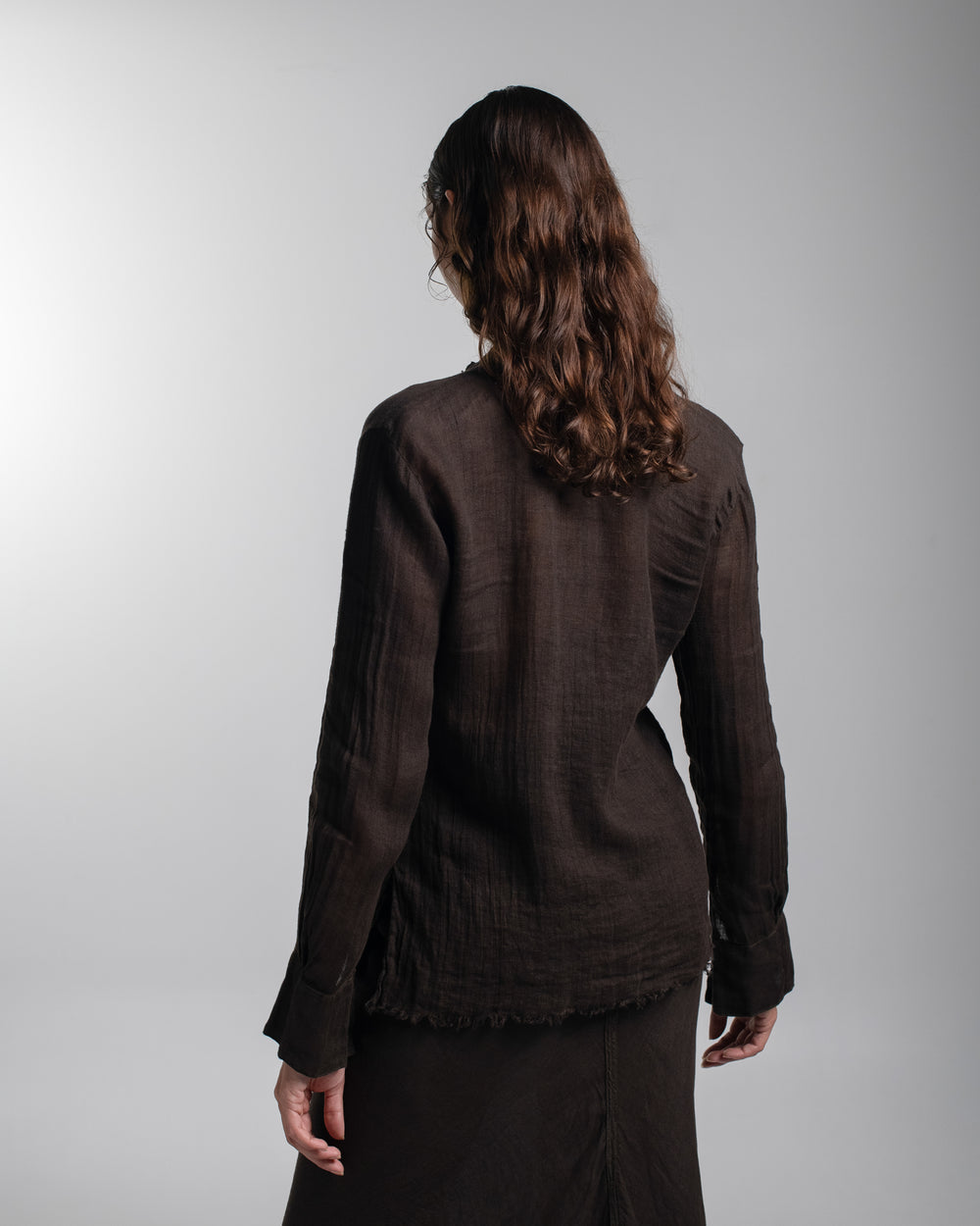 Tuxedo Shirt Linen Chocolate