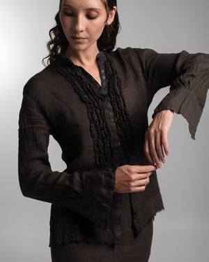 Tuxedo Shirt Linen Chocolate