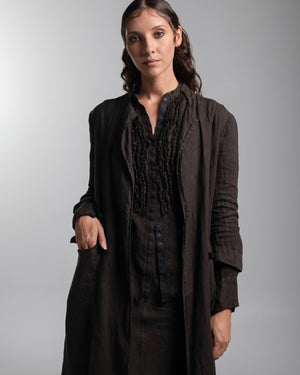 Tuxedo Shirt Linen Chocolate