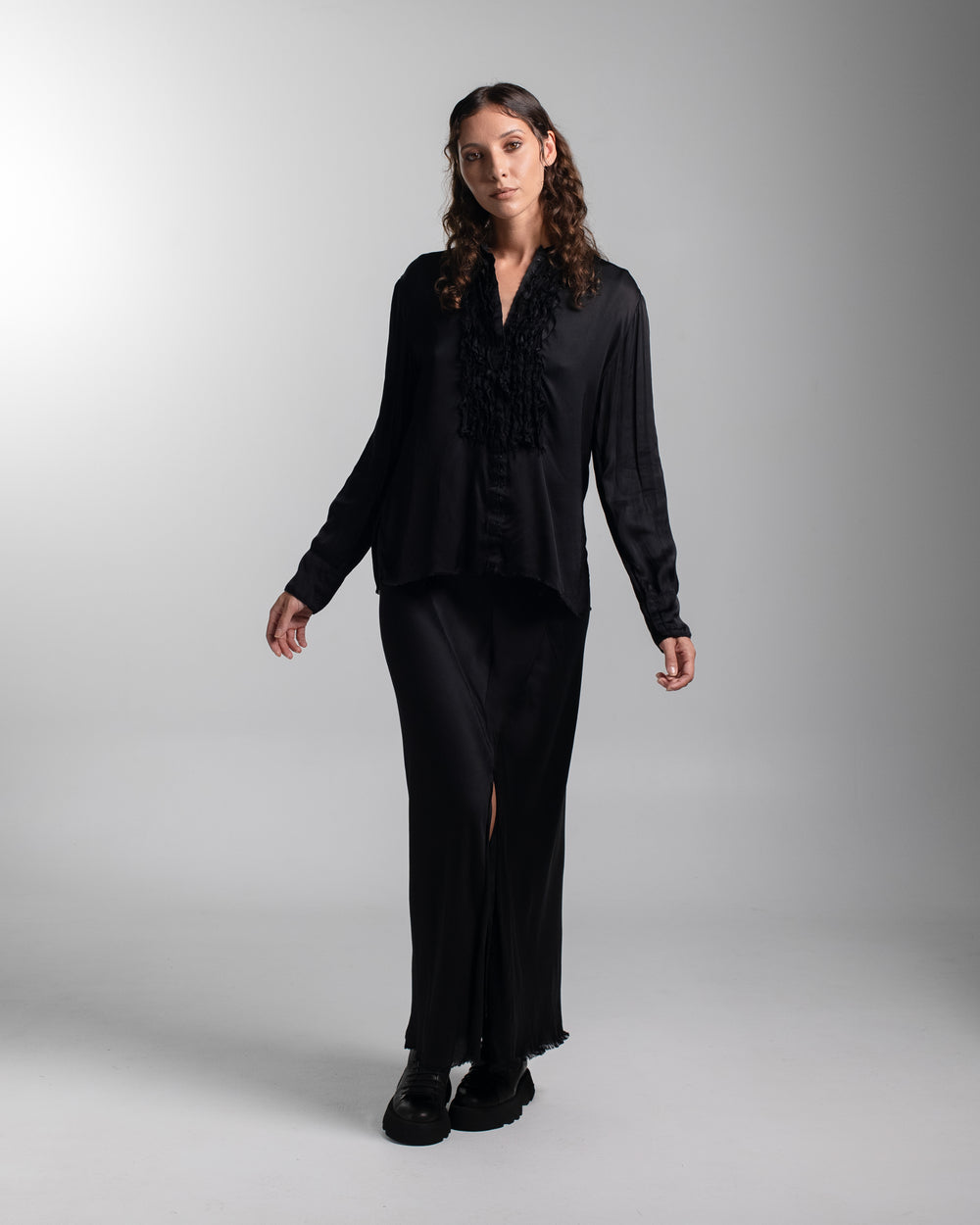 Tuxedo Shirt Rayon Black