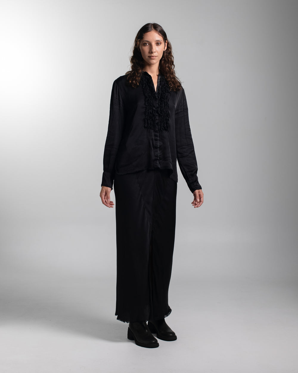 Tuxedo Shirt Rayon Black