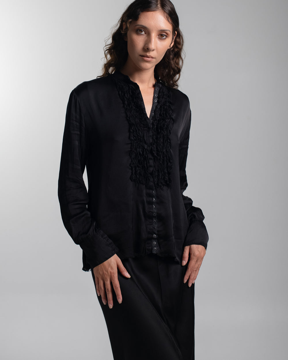 Tuxedo Shirt Rayon Black