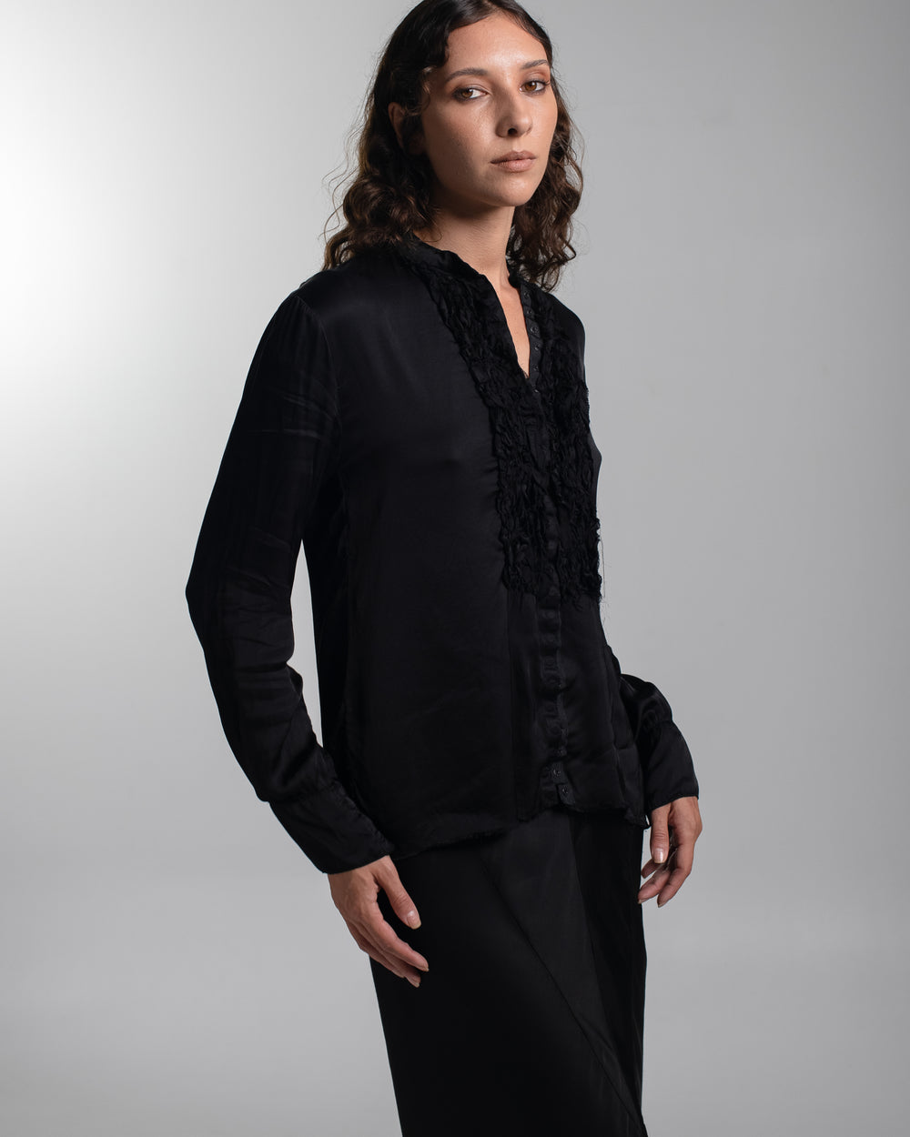 Tuxedo Shirt Rayon Black