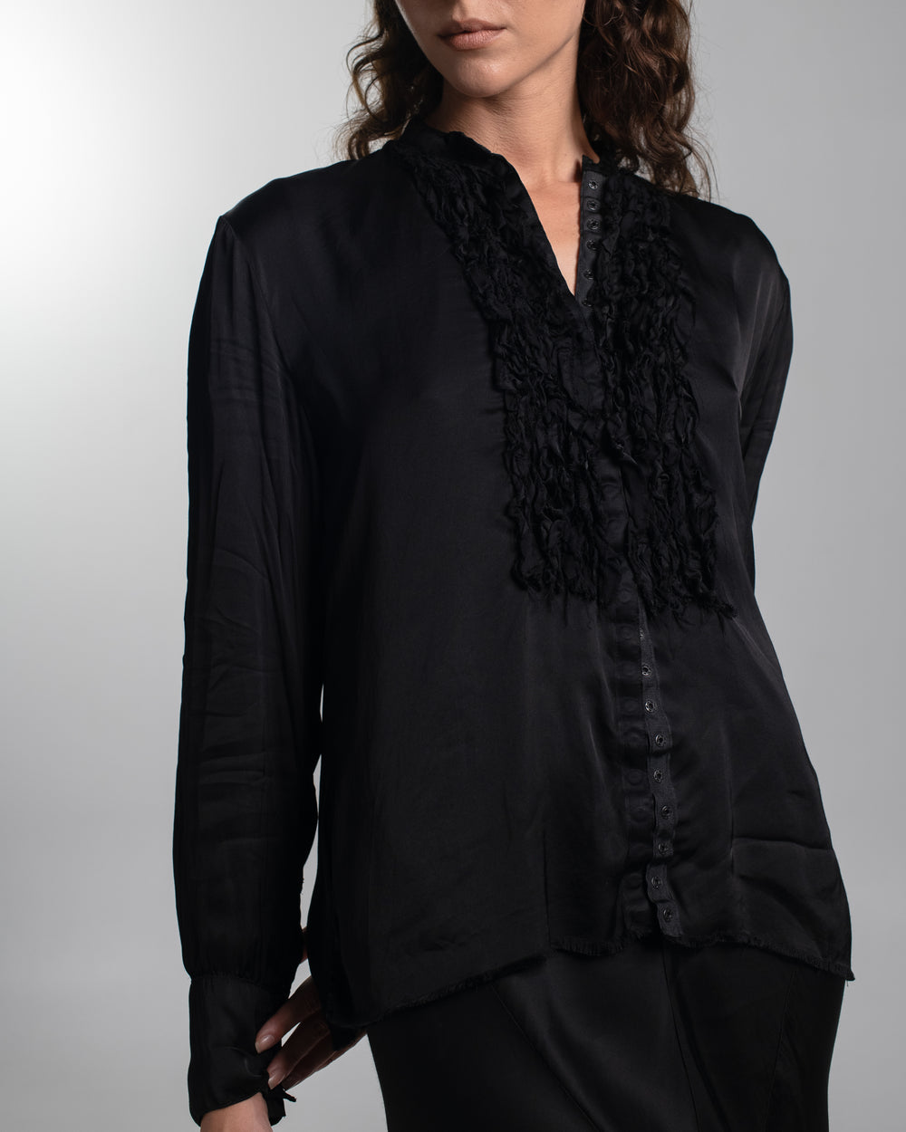 Tuxedo Shirt Rayon Black
