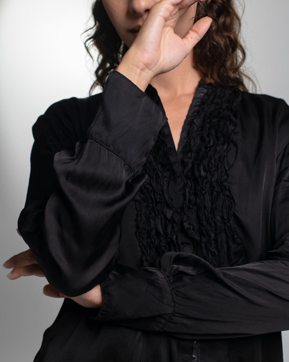 Tuxedo Shirt Rayon Black