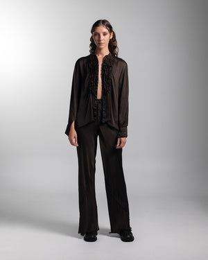Tuxedo Shirt Rayon Chocolate