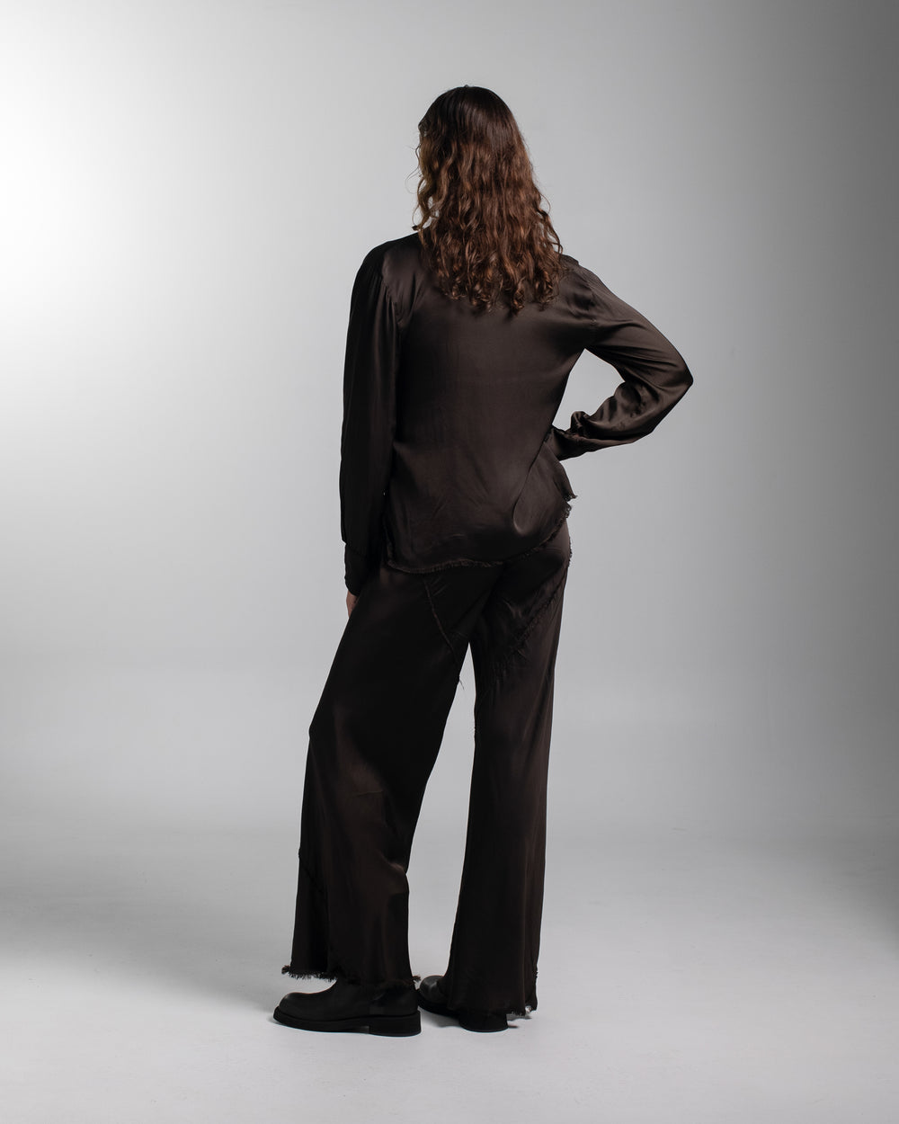 Tuxedo Shirt Rayon Chocolate