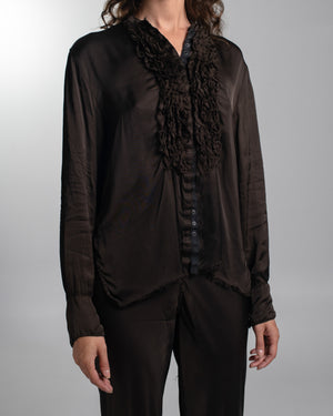 Tuxedo Shirt Rayon Chocolate