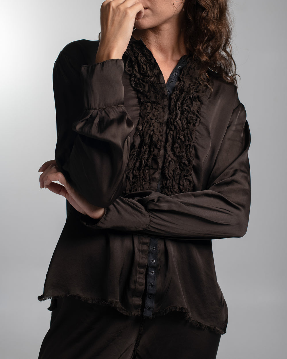 Tuxedo Shirt Rayon Chocolate