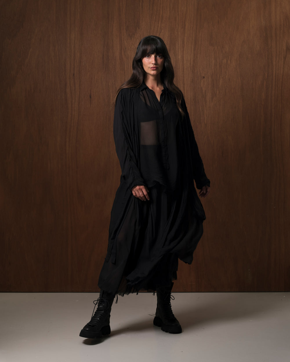 Yoko Duster Silk Chiffon Black