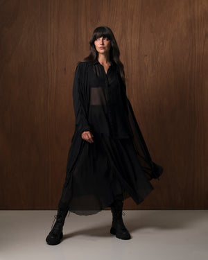 Yoko Duster Silk Chiffon Black