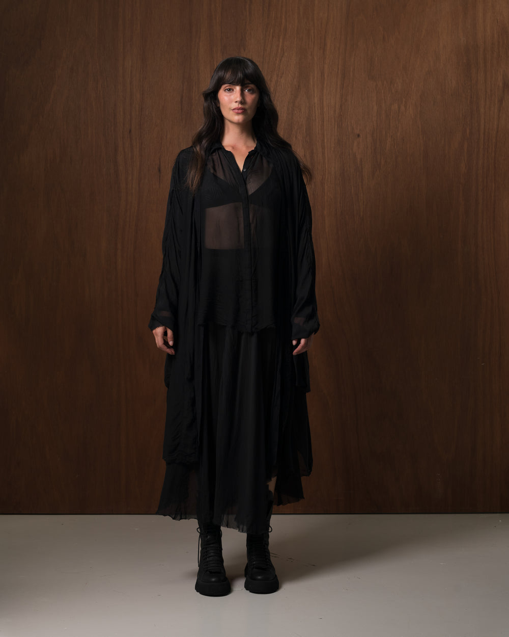 Yoko Duster Silk Chiffon Black
