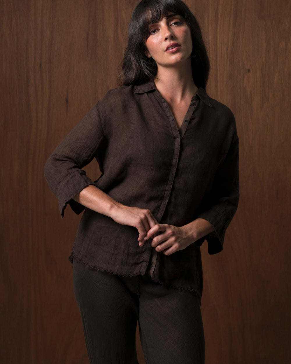 Zuma Shirt Linen Chocolate