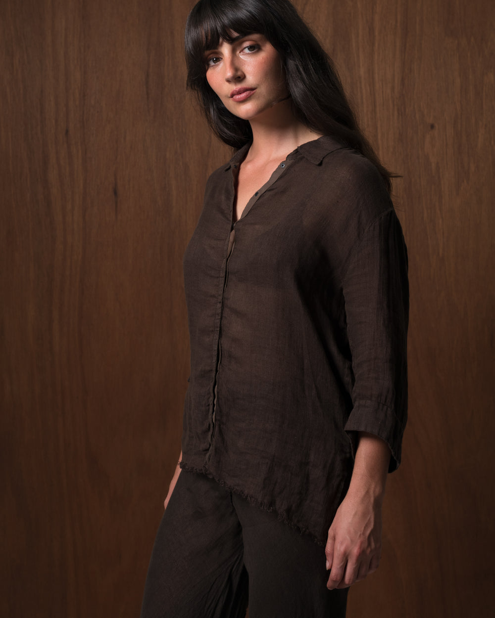 Zuma Shirt Linen Chocolate