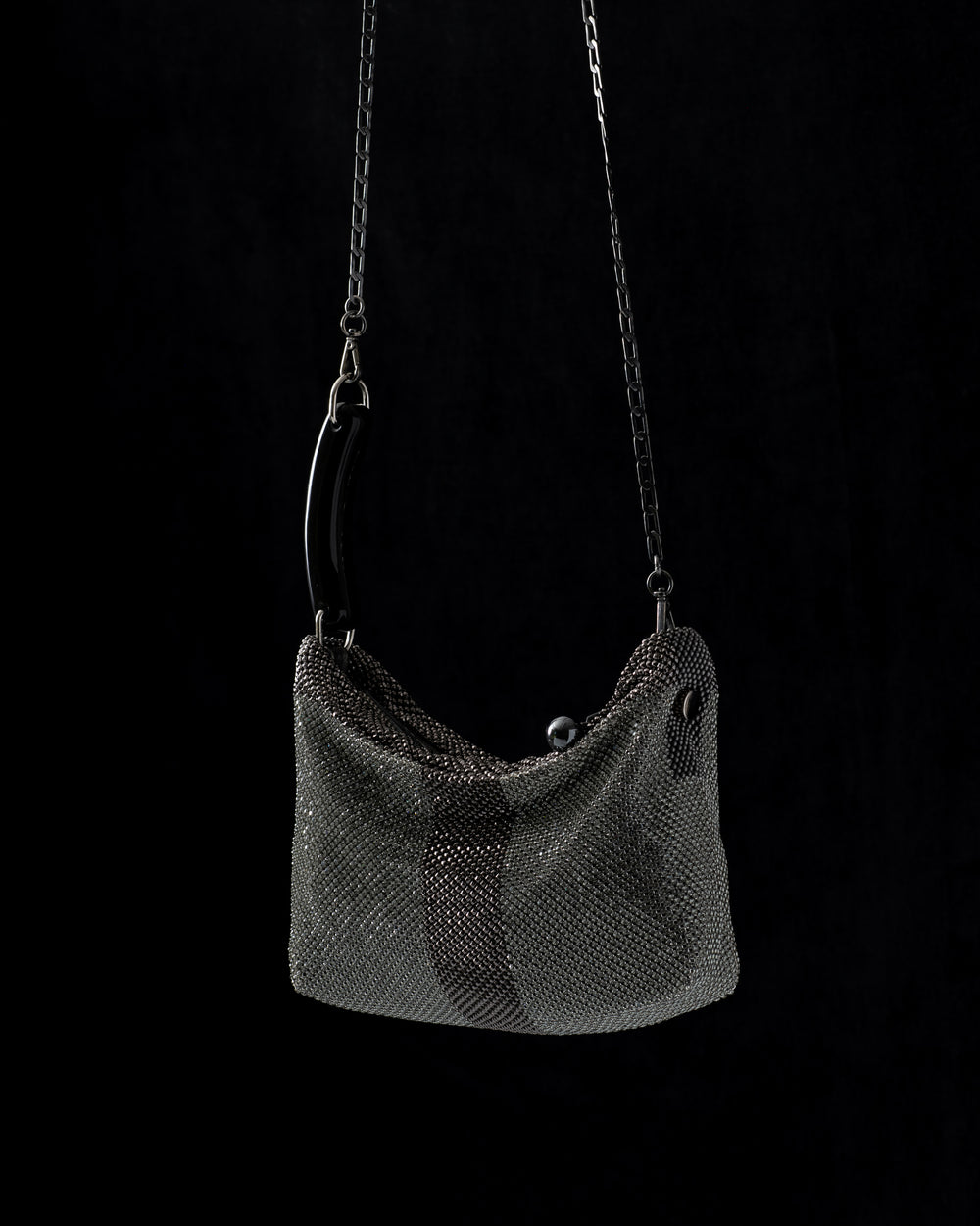 She Gala Handbag with Swarovski Crystals w/ Black Horn in Grey / Gunmetal