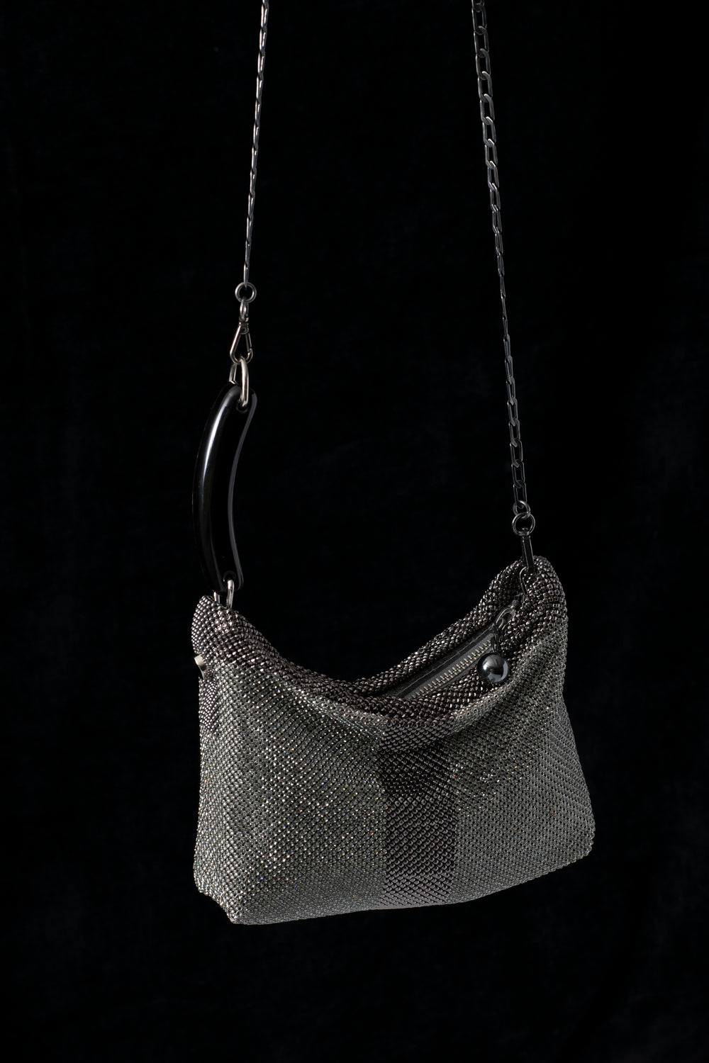 She Gala Handbag with Swarovski Crystals w/ Black Horn in Grey / Gunmetal