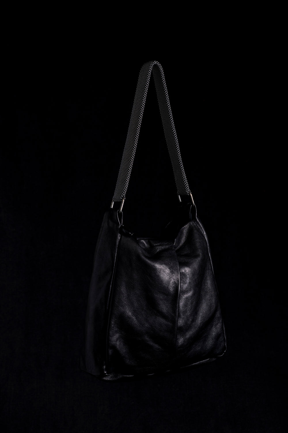 Michelle Shoulder Bag w/ Mesh Handle Black