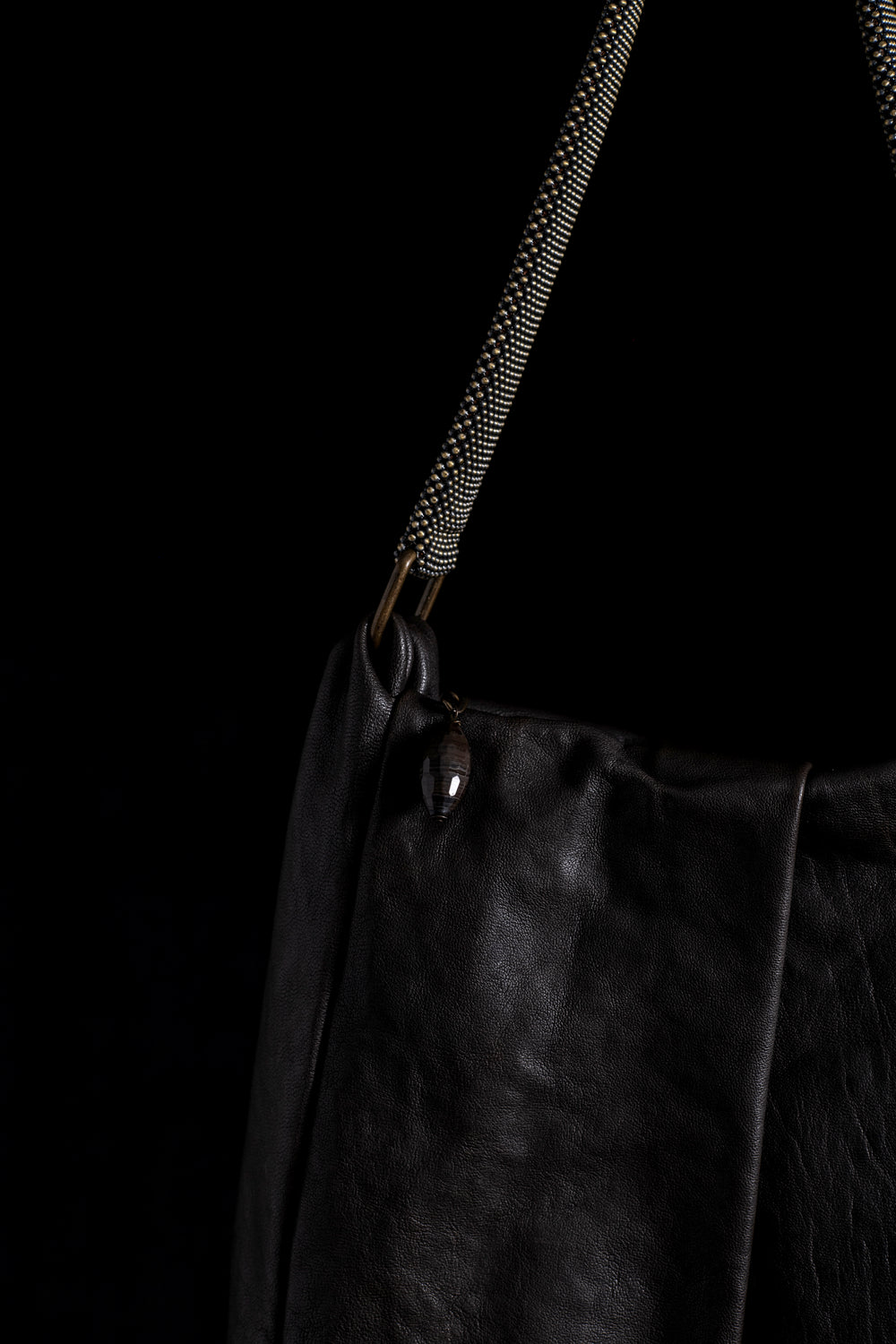 Michelle Shoulder Bag w/ Mesh Handle Dark Brown