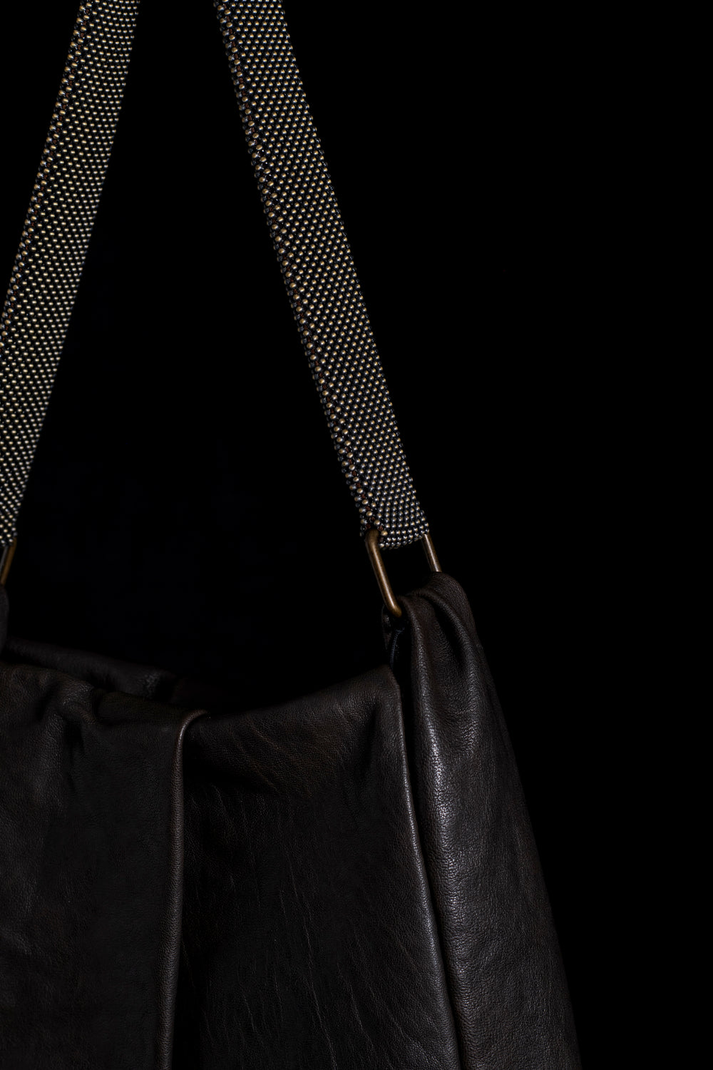 Michelle Shoulder Bag w/ Mesh Handle Dark Brown