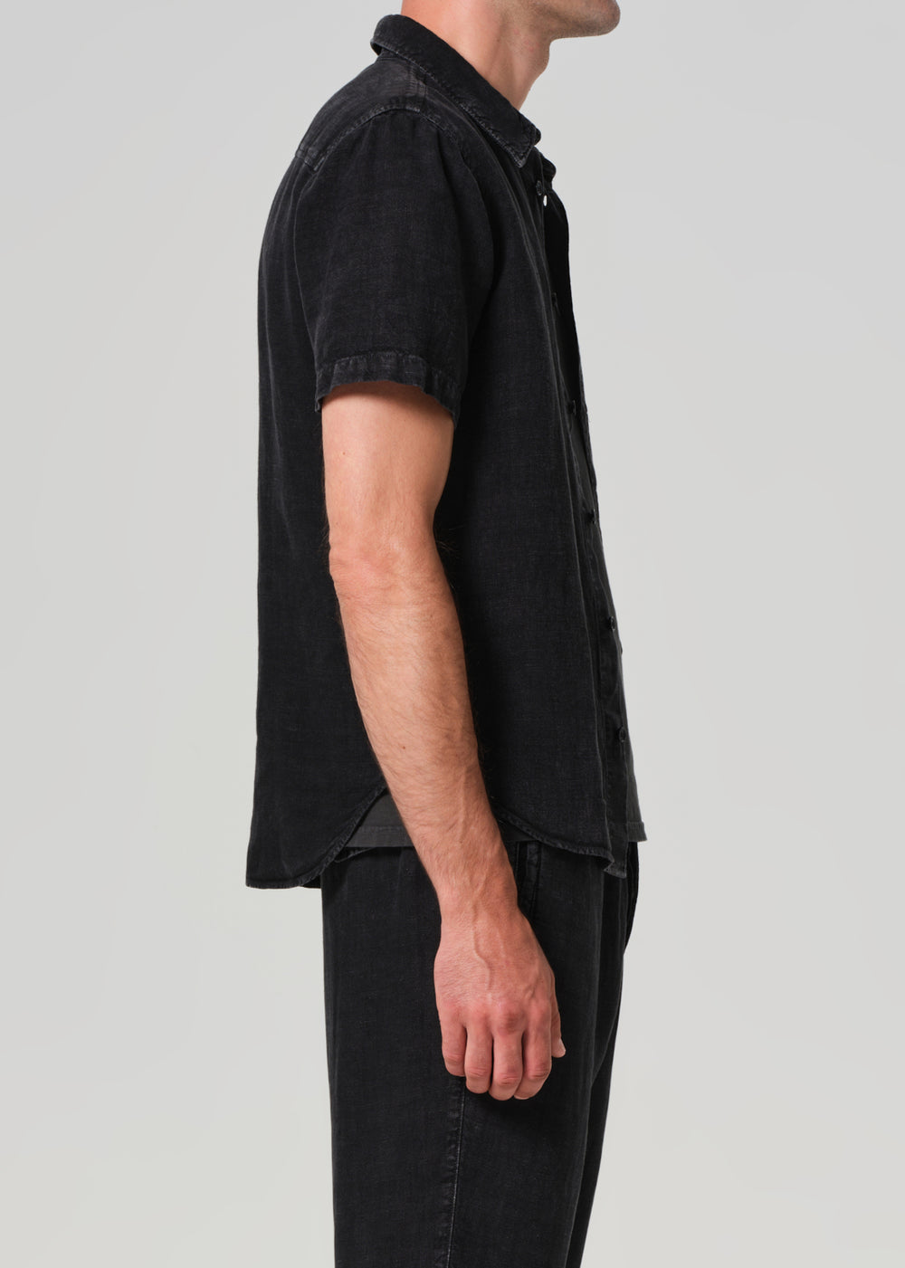 Cairo Short Sleeve Shirt Linen Washed Black
