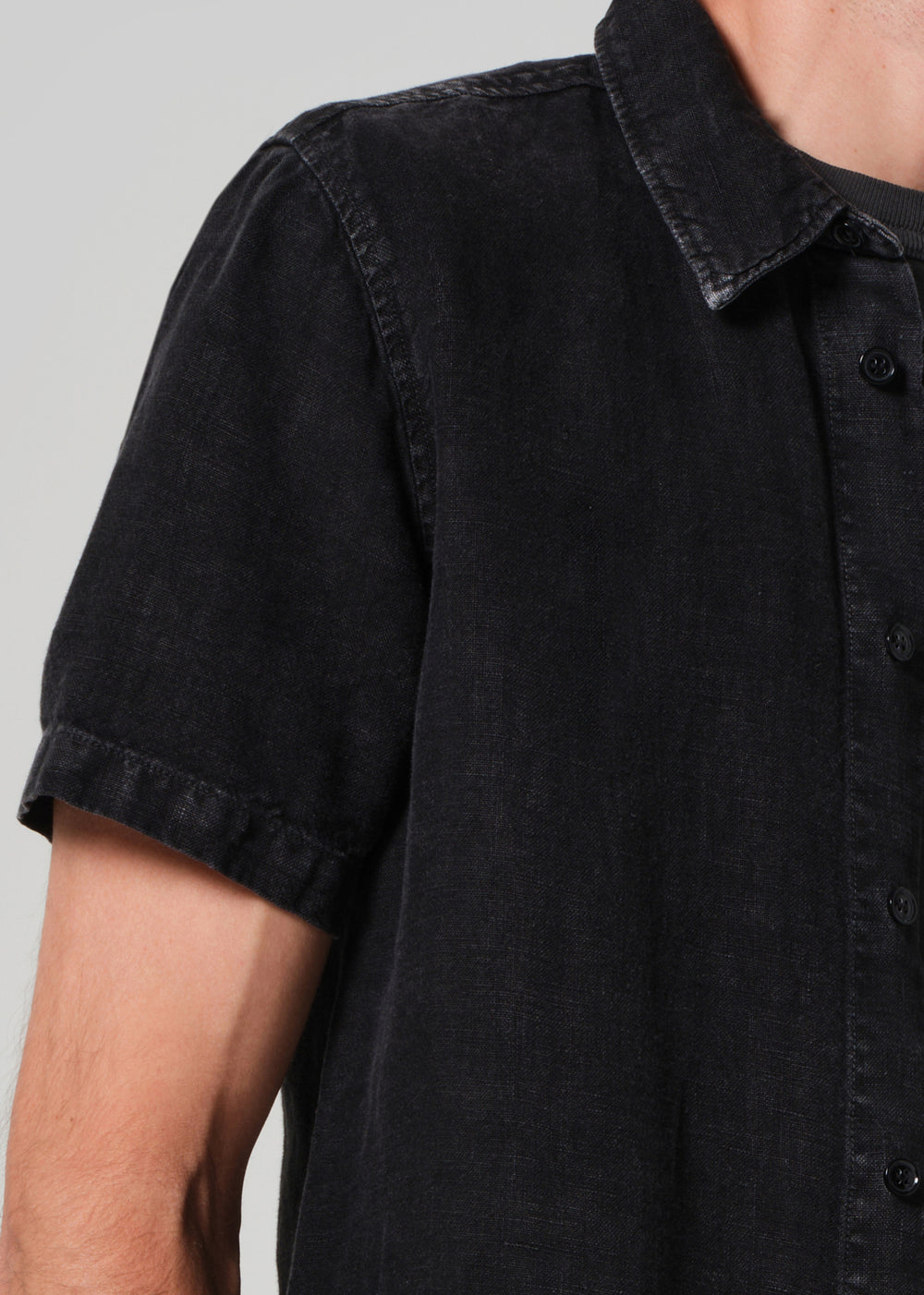 Cairo Short Sleeve Shirt Linen Washed Black