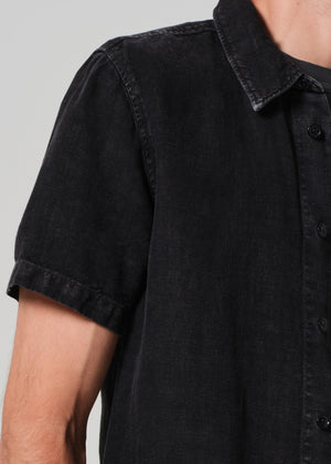 Cairo Short Sleeve Shirt Linen Washed Black