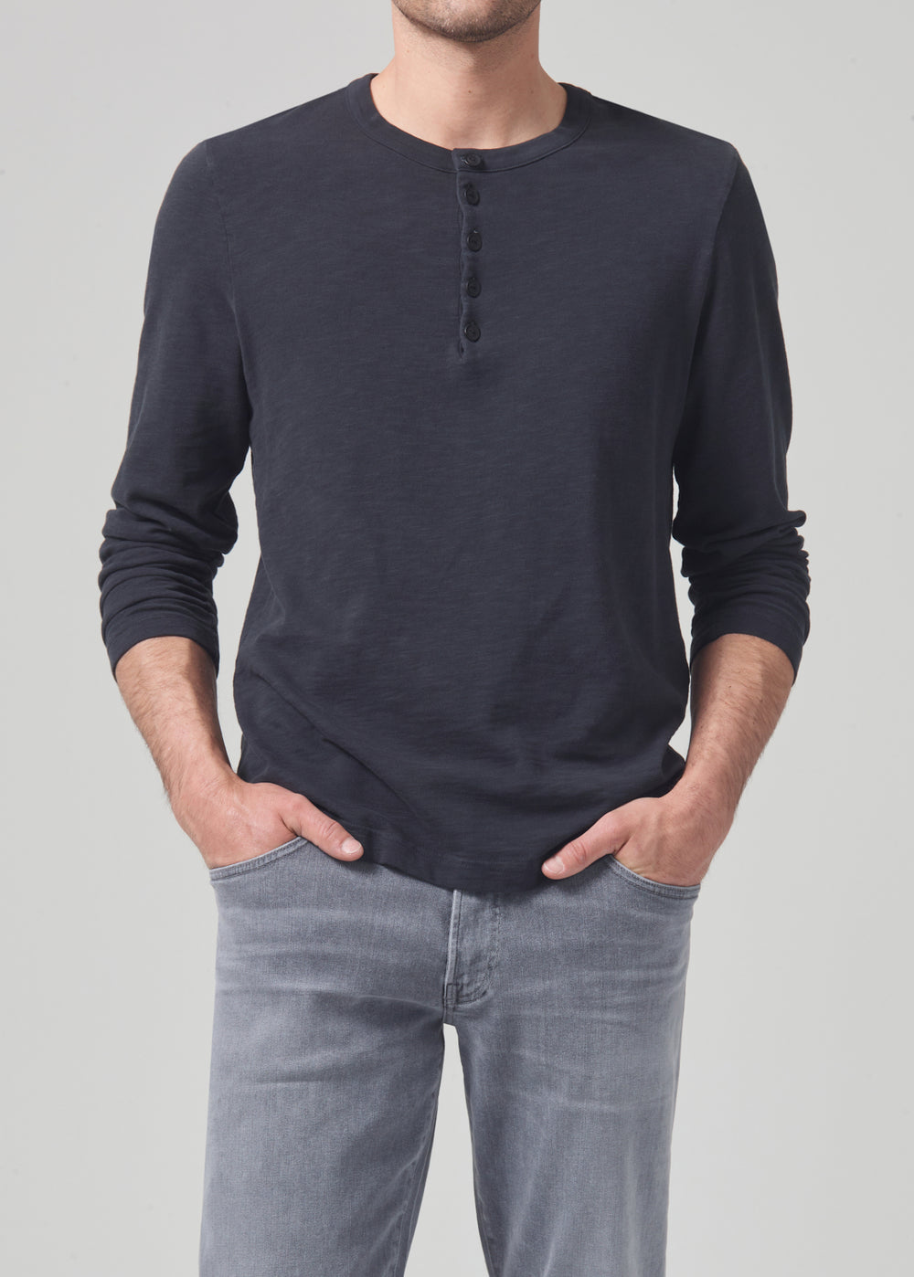 Classic Henley in Washed Black