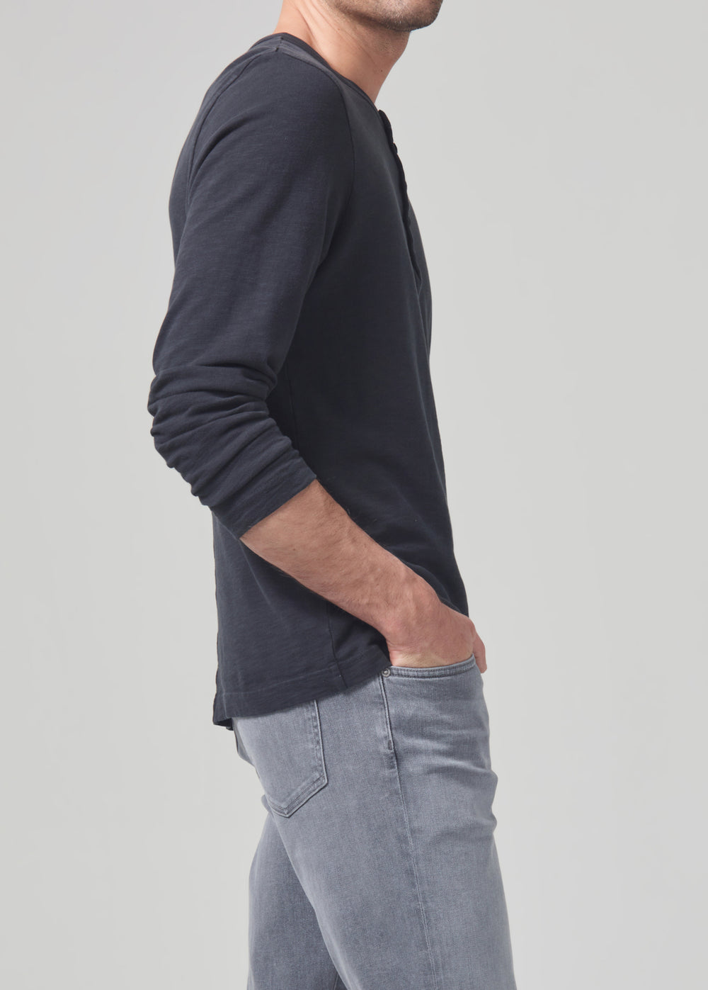 Classic Henley in Washed Black
