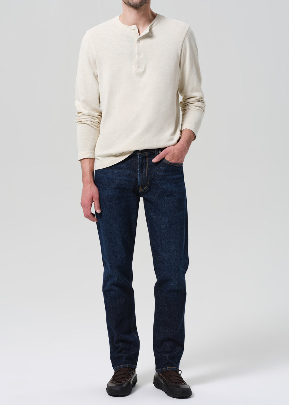 Three Button Henley Ecru