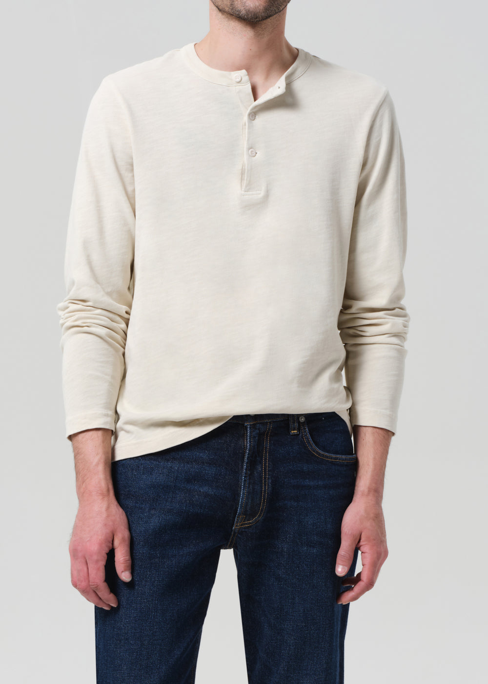 Three Button Henley Ecru